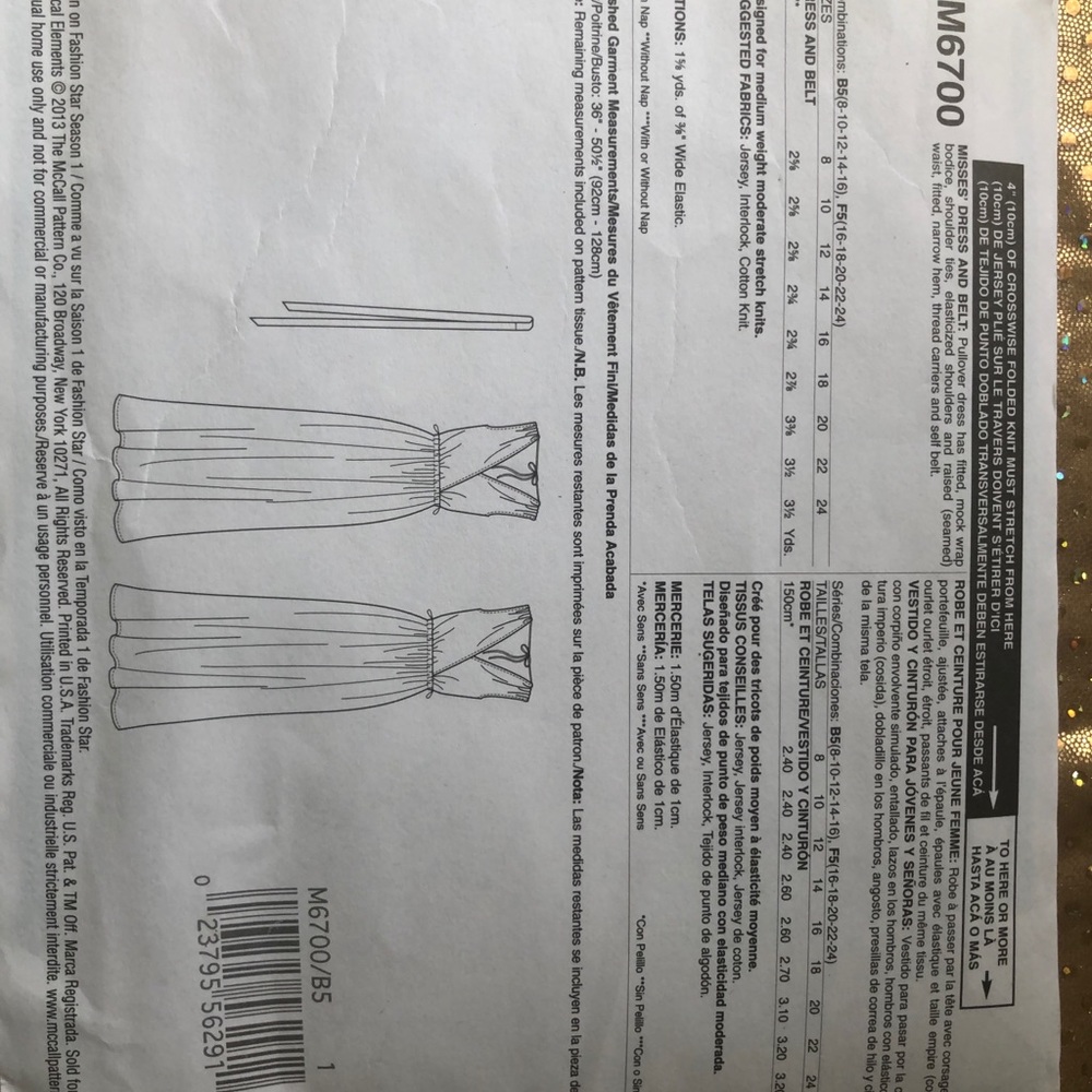 McCalls M6700. Sewing Pattern - Picture 2 of 2